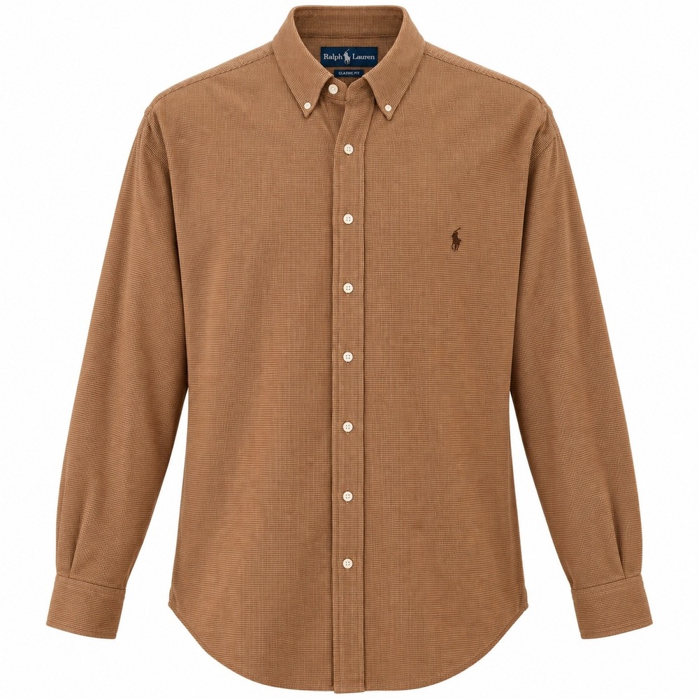 Ralph Lauren Classic Fit Flannel Shirt XLT Tall Brown Check 100% Cotton Preppy